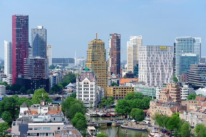 image with view to modern center of rotterdam