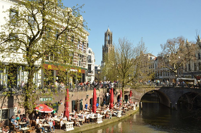 Image of canal in Utrecht with view to down tower.